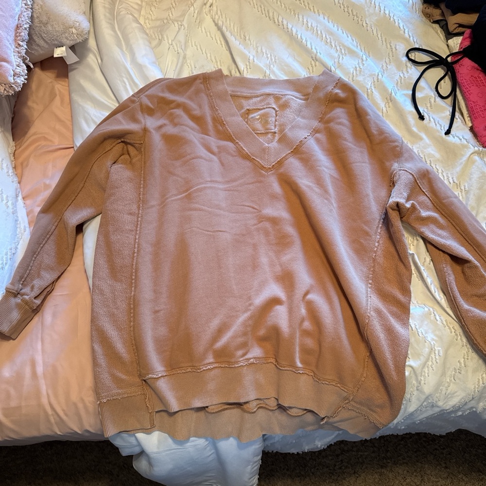 aerie V-Neck Sweater in Dusty Mauve